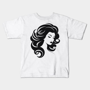 woman hair salon logo design t-shirt Kids T-Shirt